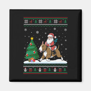 Ugly Christmas Tree Lights Santa Riding Bull Terri Magnet