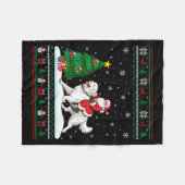 Ugly Christmas Tree Lights Santa Riding Great Pyre Fleecedecke (Vorderseite (Horizontal))