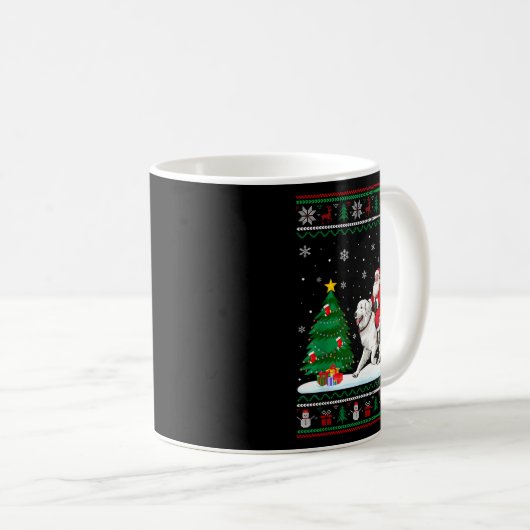 Ugly Christmas Tree Lights Santa Riding Great Pyre Kaffeetasse (VorderseiteRechts)