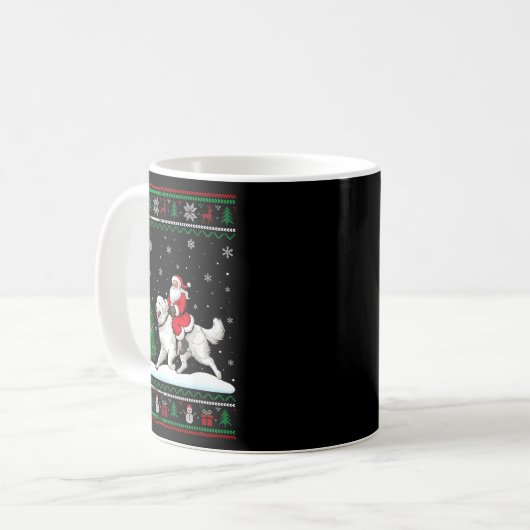 Ugly Christmas Tree Lights Santa Riding Great Pyre Kaffeetasse (Vorderseite Links)