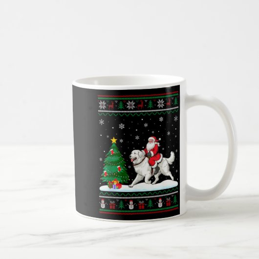 Ugly Christmas Tree Lights Santa Riding Great Pyre Kaffeetasse (Rechts)