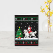 Ugly Christmas Tree Lights Santa Riding Great Pyre Karte (Gelbe Blume)