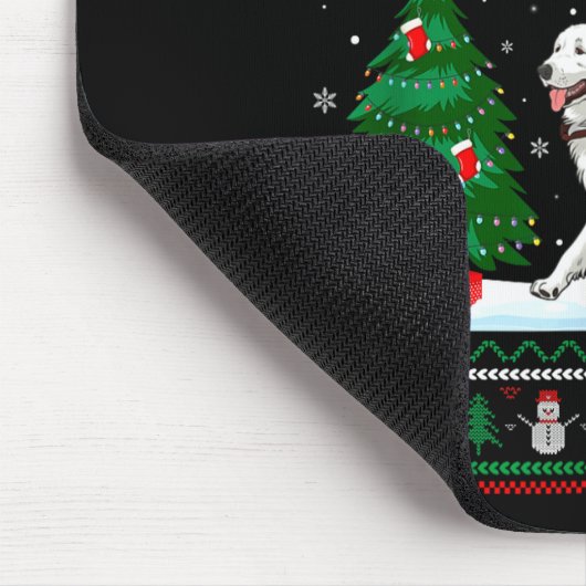 Ugly Christmas Tree Lights Santa Riding Great Pyre Mousepad (Ecke)