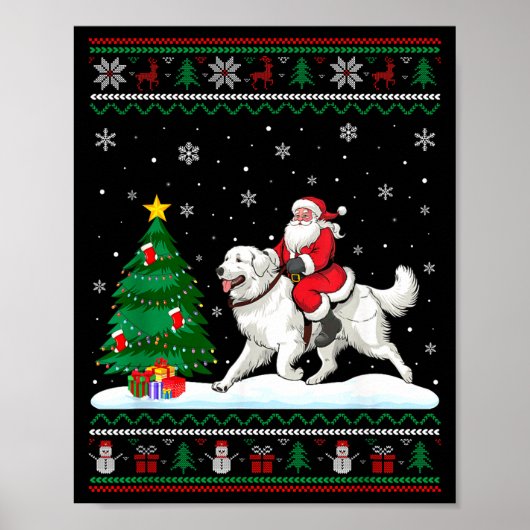 Ugly Christmas Tree Lights Santa Riding Great Pyre Poster (Vorne)