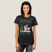 Ugly Christmas Tree Lights Santa Riding Great Pyre T-Shirt (Vorne ganz)