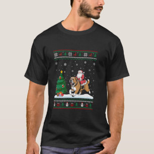 Ugly Christmas Tree Lights Santa Riding Tibetan T-Shirt