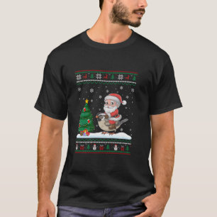 Ugly Christmas Tree Lights Xmas Santa Riding Spark T-Shirt