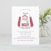 Ugly Christmas Watercolor Sweater Party Einladung (Stehend Vorderseite)