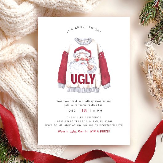 Ugly Christmas Watercolor Sweater Party Einladung