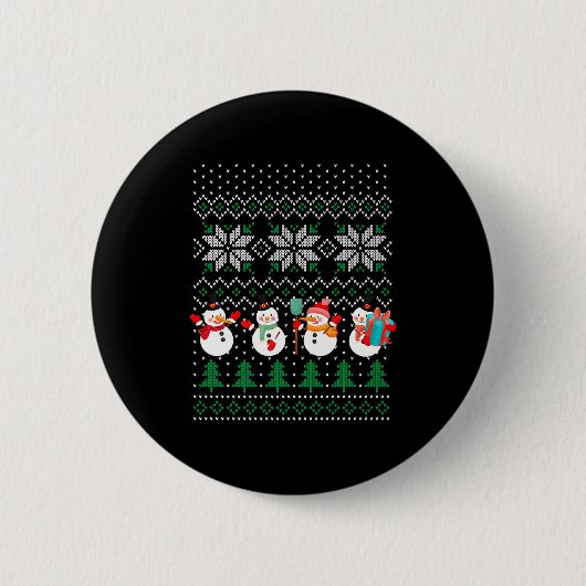 Ugly Christmas Xmas Tree Snowman Santa Claus New Y Button (Vorderseite)