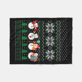 Ugly Christmas Xmas Tree Snowman Santa Claus New Y Fleecedecke (Vorderseite (Horizontal))