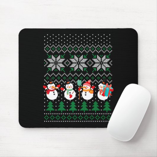 Ugly Christmas Xmas Tree Snowman Santa Claus New Y Mousepad (Mit Mouse)