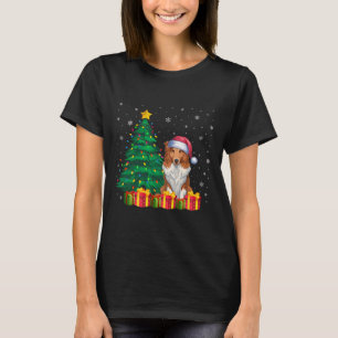 Ugly Collie Weihnachtsmannmütze Christmas Lights D T-Shirt