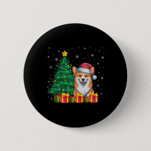 Ugly Corgi Weihnachtsmannmütze Weihnachtsleuchten Button