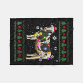Ugly Cow Christmas Sweater Santa Hat And Light Up  Fleecedecke (Vorderseite (Horizontal))