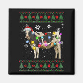 Ugly Cow Christmas Sweater Santa Hat And Light Up Magnet (Vorne)