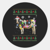 Ugly Cow Christmas Sweater Santa Hat And Light Up Runder Aufkleber (Vorderseite)