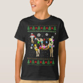 Ugly Cow Christmas Sweater Santa Hat And Light Up  T-Shirt (Vorderseite)
