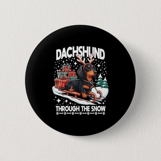 Ugly Dachshund Christmasthrough The Snow Gift Chri Button (Vorderseite)