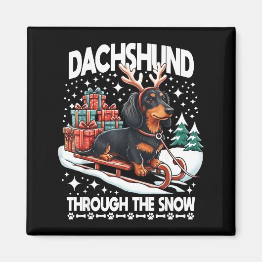 Ugly Dachshund Christmasthrough The Snow Gift Chri Magnet (Vorne)