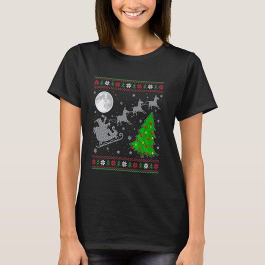 Ugly Donkey Xmas Leuchtturm Tree Santa Riding Donk T-Shirt (Vorderseite)