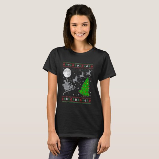 Ugly Donkey Xmas Leuchtturm Tree Santa Riding Donk T-Shirt (Vorne ganz)