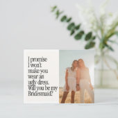 Ugly Dress Retro Photo Be My Bridesmaid Postkarte (Stehend Vorderseite)