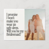 Ugly Dress Retro Photo Be My Bridesmaid Postkarte (Vorderseite)