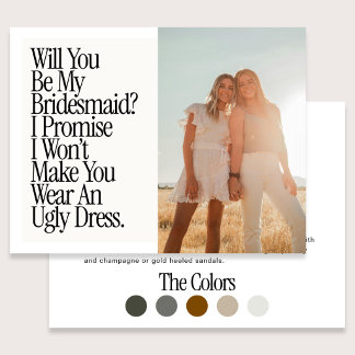 Ugly Dress Retro Photo Be My Bridesmaid Postkarte