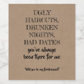Ugly Drunken Bad - Vorschlag von Funny Bridesmaid Weinetikett (Einzelnes Label)