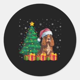 Ugly Er Spaniel Weihnachtsmannmütze Weihnachtsleuc Runder Aufkleber