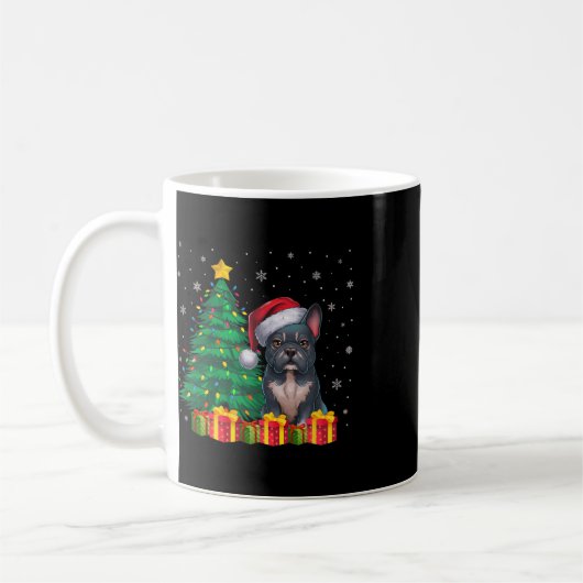 Ugly Frenchie Weihnachtsmannmütze Christmas Lights Kaffeetasse (Links)