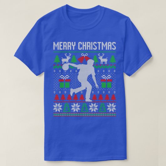 Ugly Frohe Weihnachten Bowling Santa T T-Shirt (Design vorne)