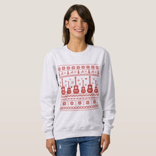 Ugly Frohe Weihnachts Pullover akustische Gitarre (Vorne ganz)