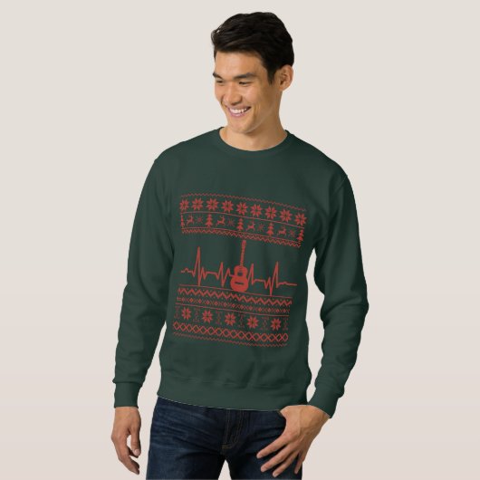 Ugly Frohe Weihnachts Pullover akustische Gitarre (Vorne ganz)