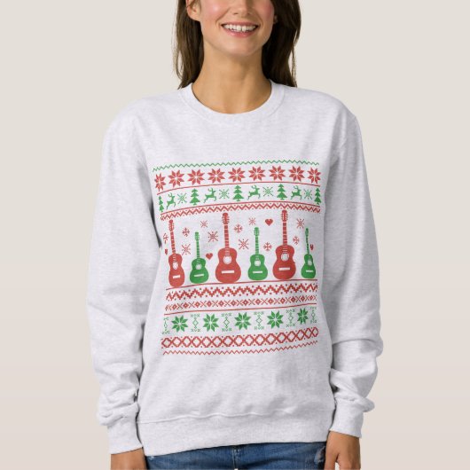 Ugly Frohe Weihnachts Pullover akustische Gitarre (Vorderseite)