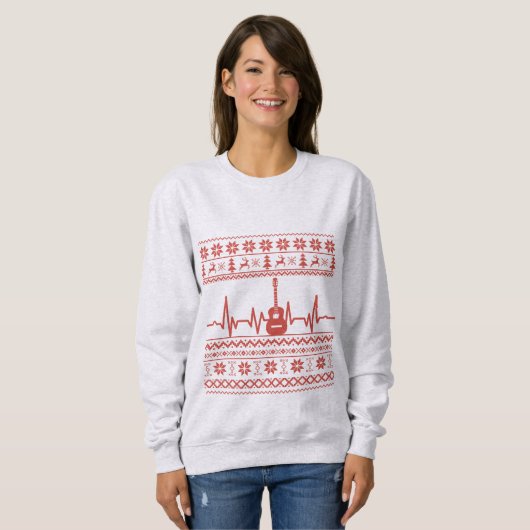 Ugly Frohe Weihnachts Pullover akustische Gitarre (Vorne ganz)