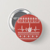 Ugly Frohe Weihnachts Pullover akustische Gitarre Button (Vorne & Hinten)