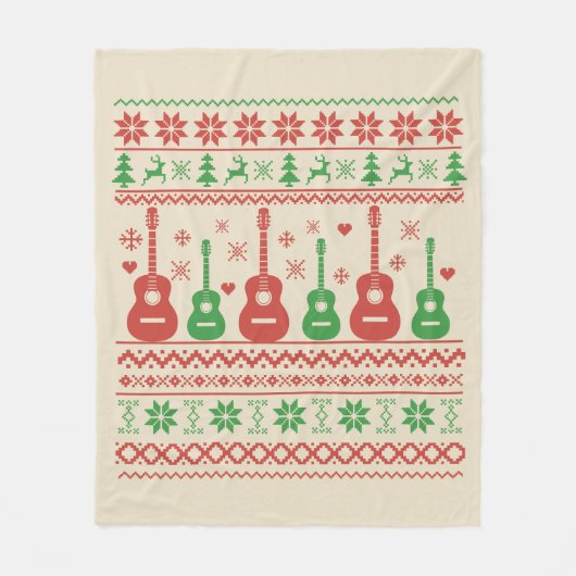 Ugly Frohe Weihnachts Pullover akustische Gitarre Fleecedecke (Vorderseite)