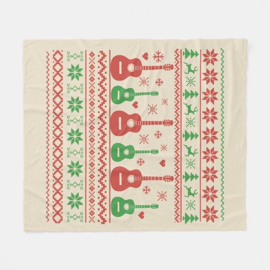 Ugly Frohe Weihnachts Pullover akustische Gitarre Fleecedecke (Vorderseite (Horizontal))