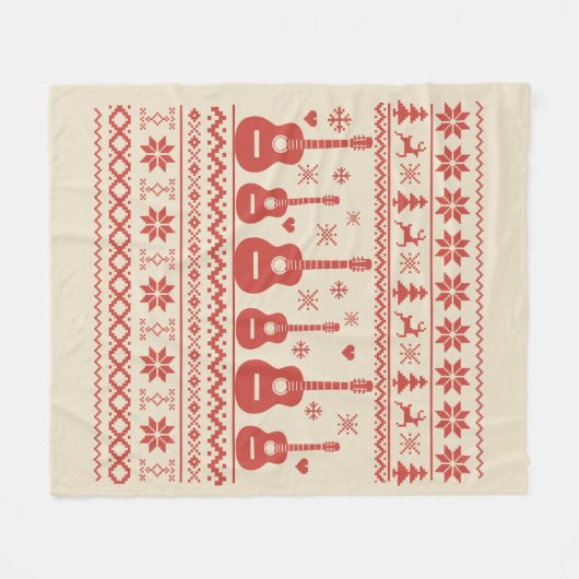 Ugly Frohe Weihnachts Pullover akustische Gitarre Fleecedecke (Vorderseite (Horizontal))