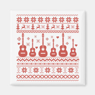 Ugly Frohe Weihnachts Pullover akustische Gitarre Magnet