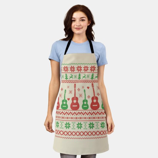Ugly Frohe Weihnachts Pullover akustische Gitarre Schürze (Getragen)
