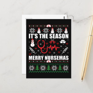 Ugly Frohe Weihnachts-Pullover Krankenschwester Postkarte