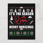 Ugly Frohe Weihnachts-Pullover Krankenschwester Postkarte (Vorderseite)