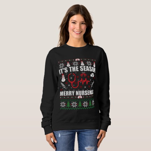 Ugly Frohe Weihnachts-Pullover Krankenschwester Sweatshirt (Vorne ganz)