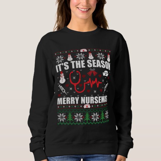 Ugly Frohe Weihnachts-Pullover Krankenschwester Sweatshirt (Vorderseite)