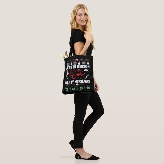 Ugly Frohe Weihnachts-Pullover Krankenschwester Tasche (Am Model)
