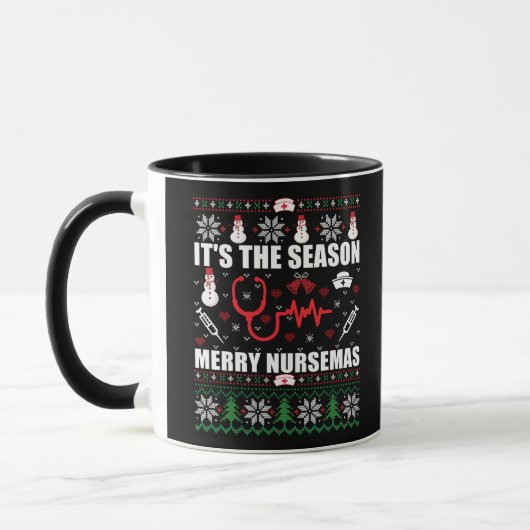 Ugly Frohe Weihnachts-Pullover Krankenschwester Tasse (Links)