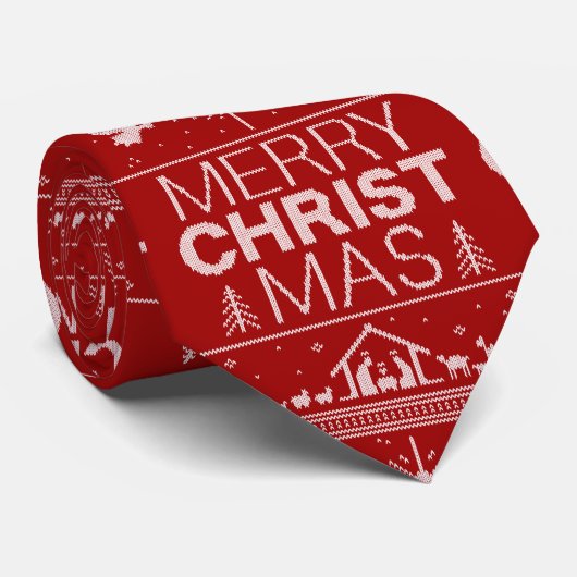 Ugly Frory Christmas Sweater Religious Christlich Krawatte (Gerollt)